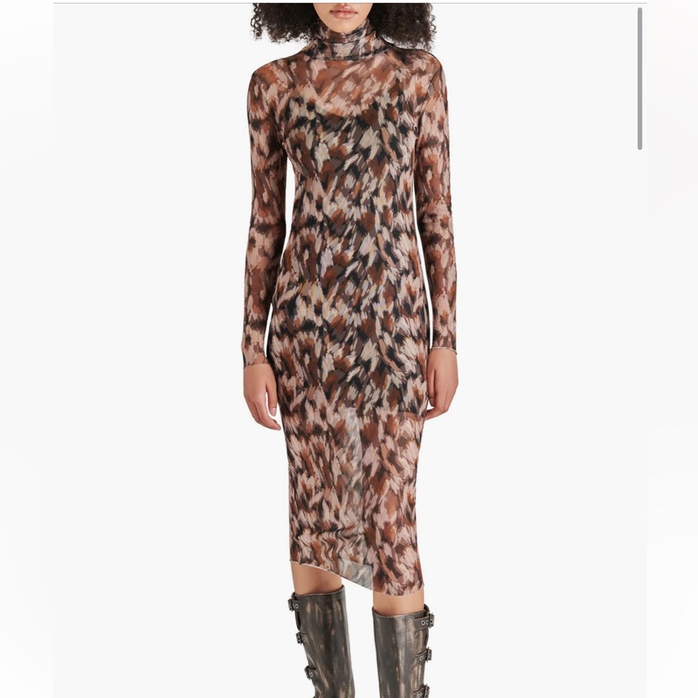 NWT Steve Madden Vivienne Print Turtleneck Mesh Dress